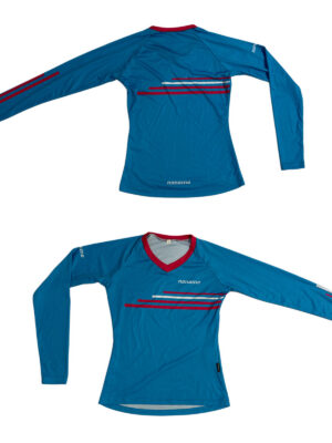 RUNNING T-SHIRT LS WO'S LIGHT BLUE/PINK/V-NECK