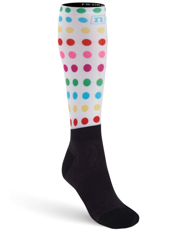 O-SOCKS DOTS WHITE WHITE RAINBOW
